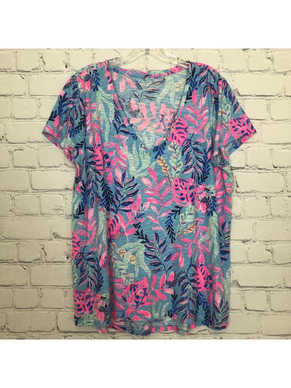Lilly Pulitzer Etta V Neck Size XL Porto Blue Youve Been Spotted